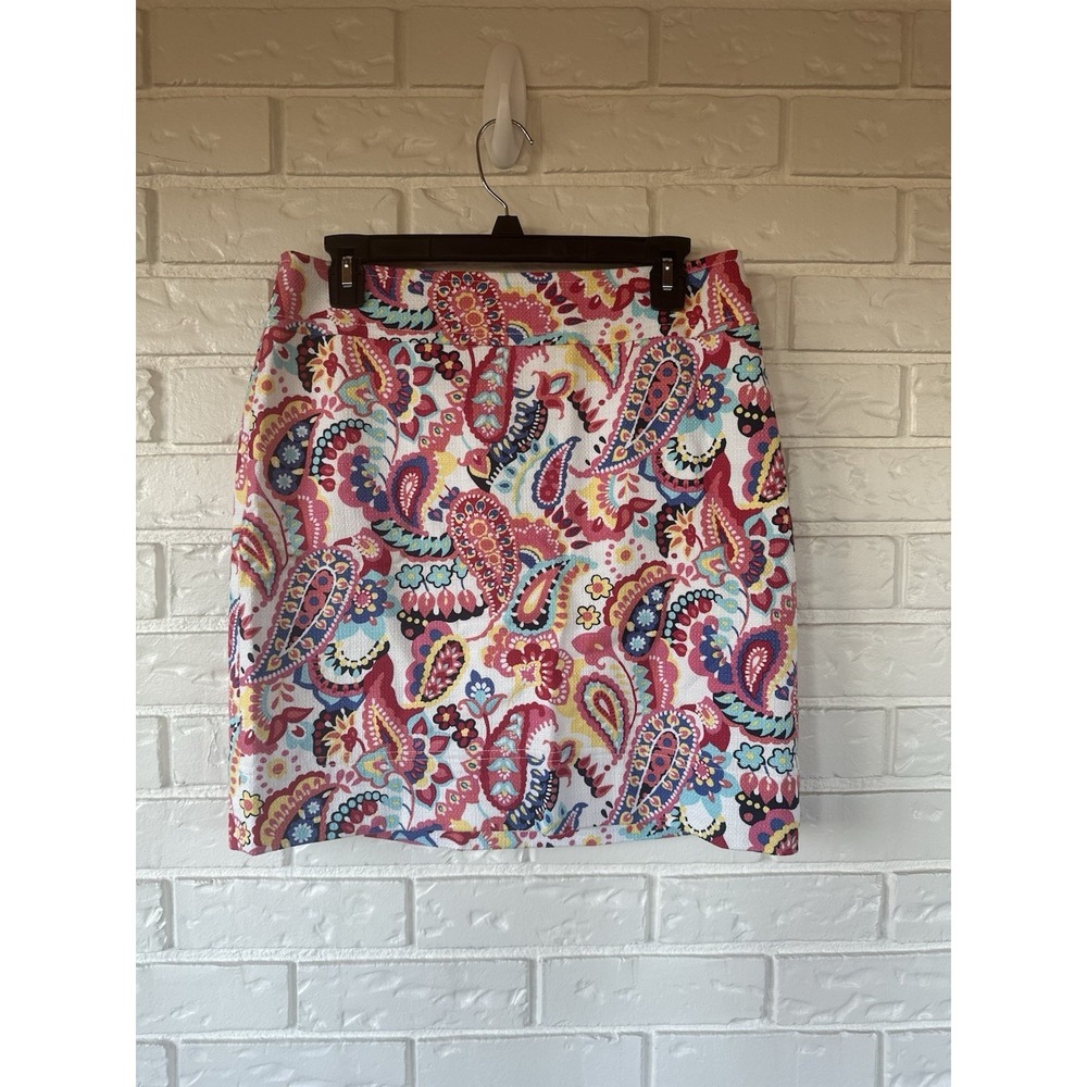 Talbots Paisley 70s Boho Mini Skirt Size 8 Retro Mod Festival Hippie Chic